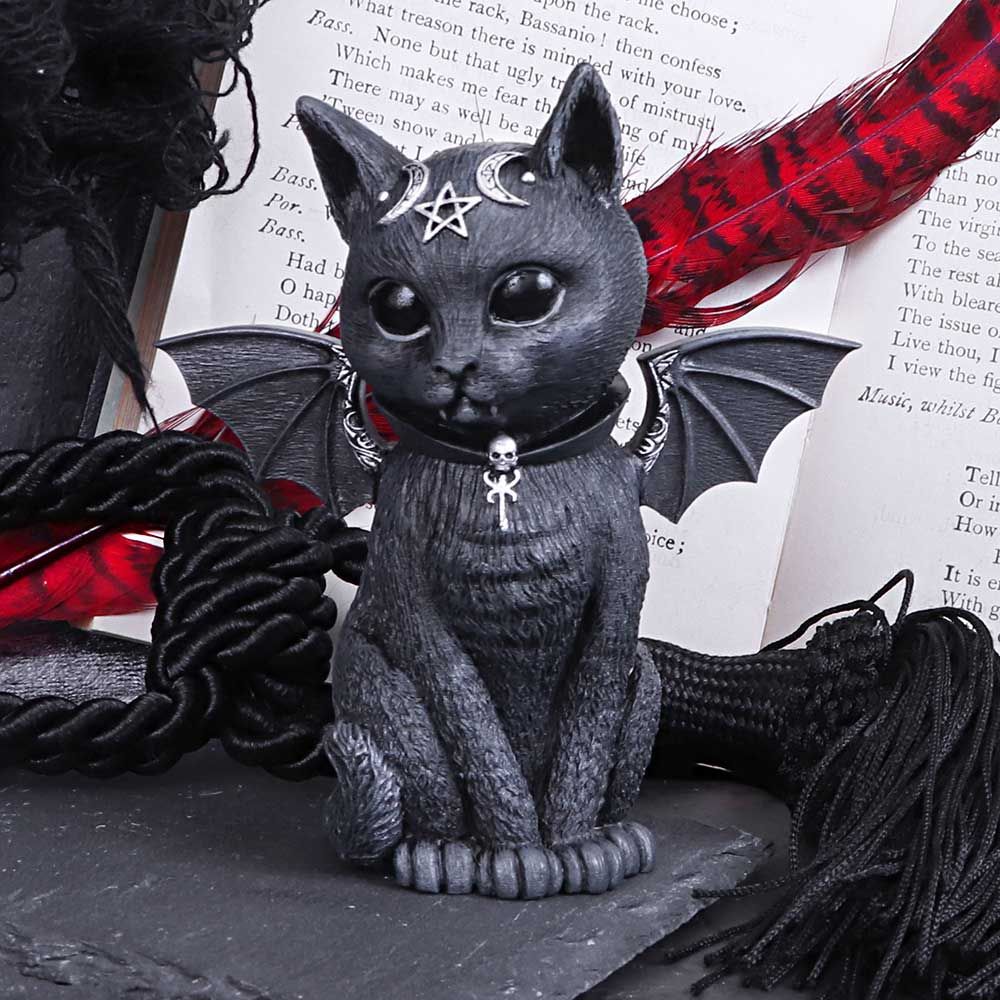 Large Pawzuph Horned Occult Cat Figurine